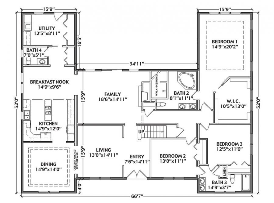 Wallingford Regency 3186 Square Foot Cape Floor Plan